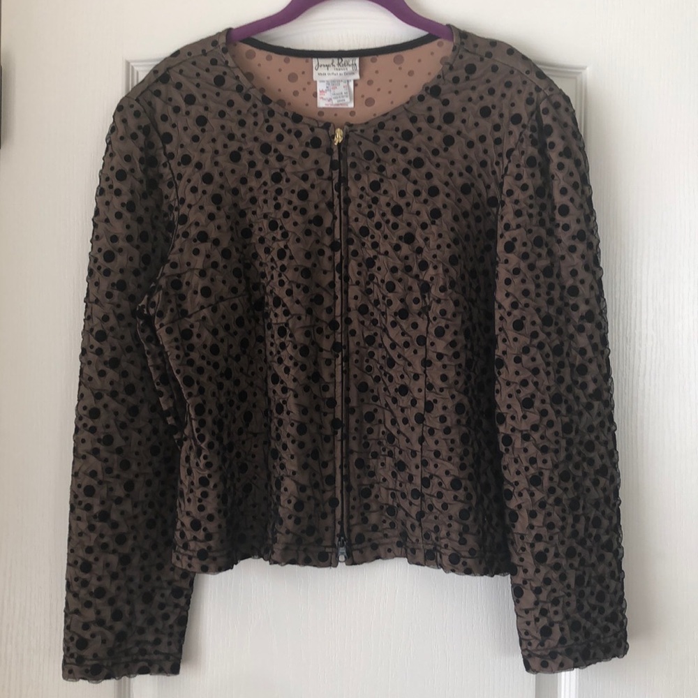 Joseph Ribkoff Black Mesh Dotted Jacket - 12